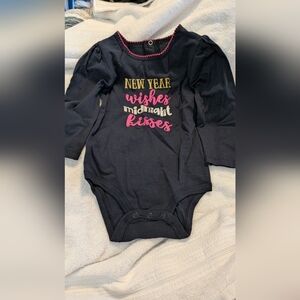 Baby Girls Navy Long-Sleeve One-Piece -